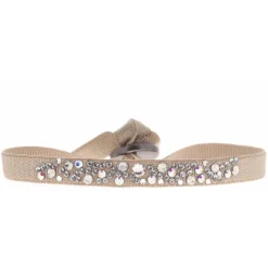 Les Interchangeables Bracelet A34564 - Bracelet Tissu Beige Cristaux de haute qualité Femme | Femme Bracelet