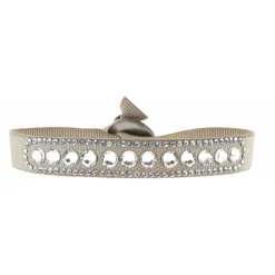 Les Interchangeables Bracelet A19138 - Bracelet Tissu Beige Cristaux de haute qualité Femme | Femme Bracelet