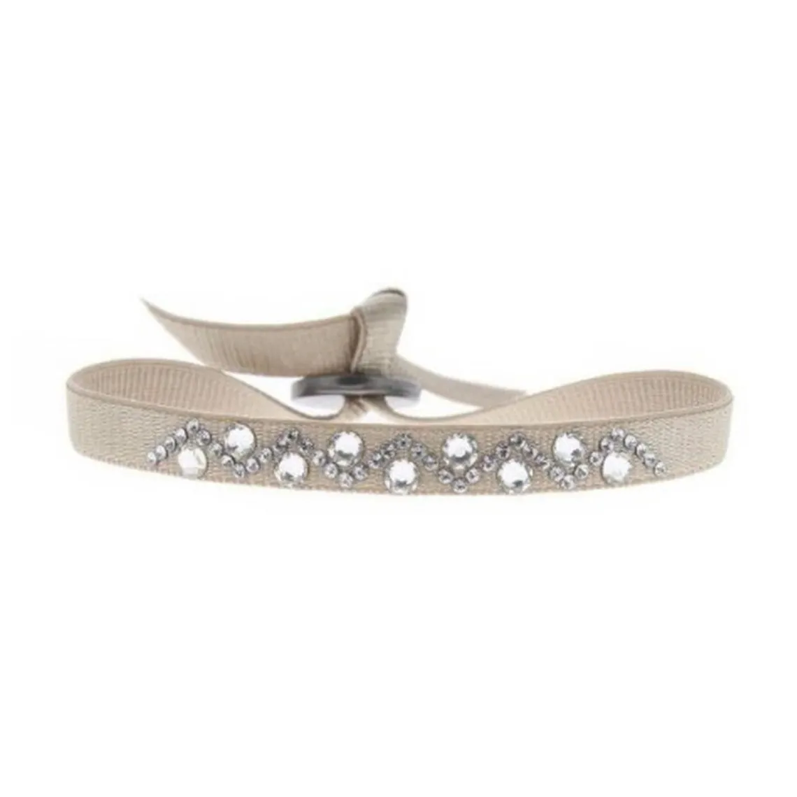 Les Interchangeables Bracelet A35560 - Bracelet Tissu Beige Cristaux de haute qualité Femme | Femme Bracelet