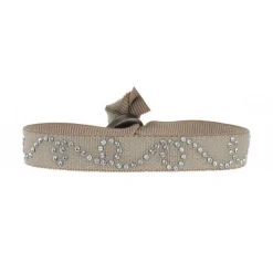 Les Interchangeables Bracelet A24233 - Bracelet Tissu Beige Cristaux de haute qualité Femme | Femme Bracelet