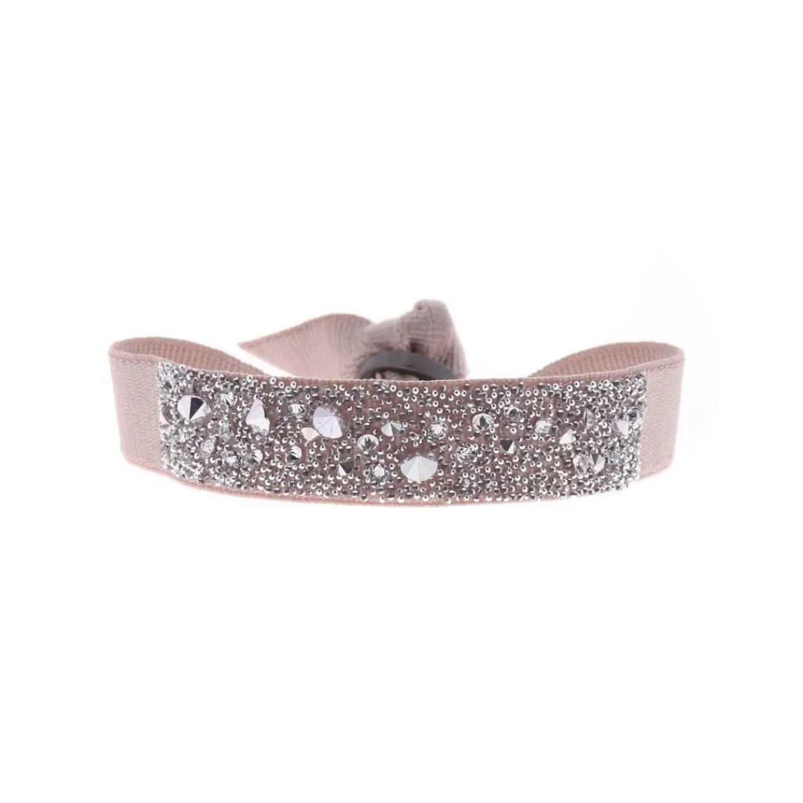 Les Interchangeables Bracelet A35892 - Bracelet Tissu Beige Cristaux de haute qualité Femme | Femme Bracelet