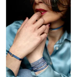 Les Interchangeables Bracelet A35892 - Bracelet Tissu Beige Cristaux de haute qualité Femme | Femme Bracelet