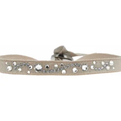 Les Interchangeables Bracelet A28994 - Bracelet Tissu Beige Cristaux de haute qualité Femme | Femme Bracelet