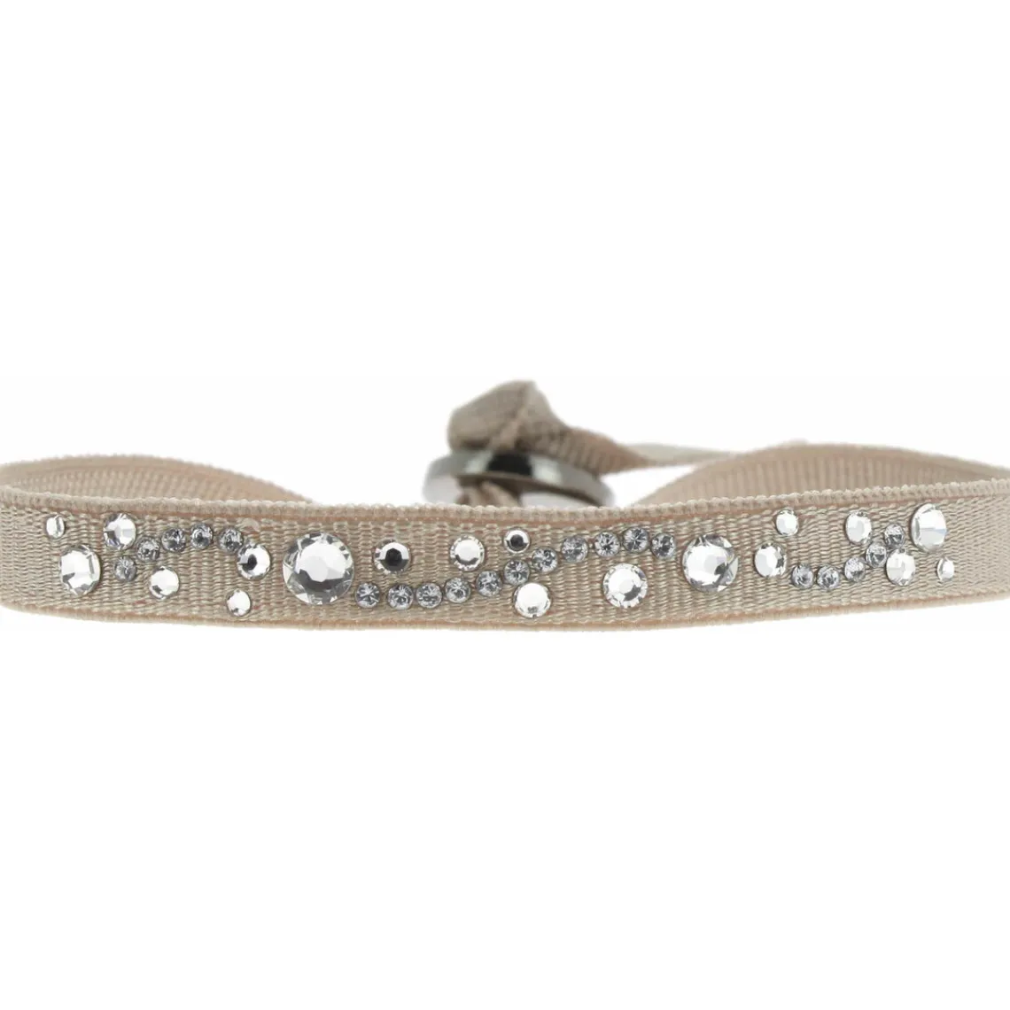 Les Interchangeables Bracelet A28994 - Bracelet Tissu Beige Cristaux de haute qualité Femme | Femme Bracelet