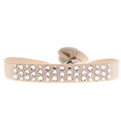 Les Interchangeables Bracelet A35524 - Bracelet Tissu Beige Cristaux de haute qualité Femme | Femme Bracelet