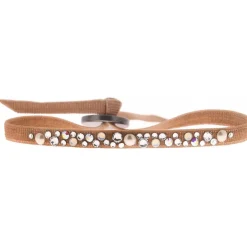 Les Interchangeables Bracelet A41164 - Bracelet Tissu Beige Cristaux de haute qualité Femme | Femme Bracelet