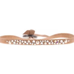Les Interchangeables Bracelet A36683 - Bracelet Tissu Beige Cristaux de haute qualité Femme | Femme Bracelet