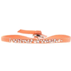 Les Interchangeables Bracelet A41161 - Bracelet Tissu Rose Cristaux de haute qualité Femme | Femme Bracelet