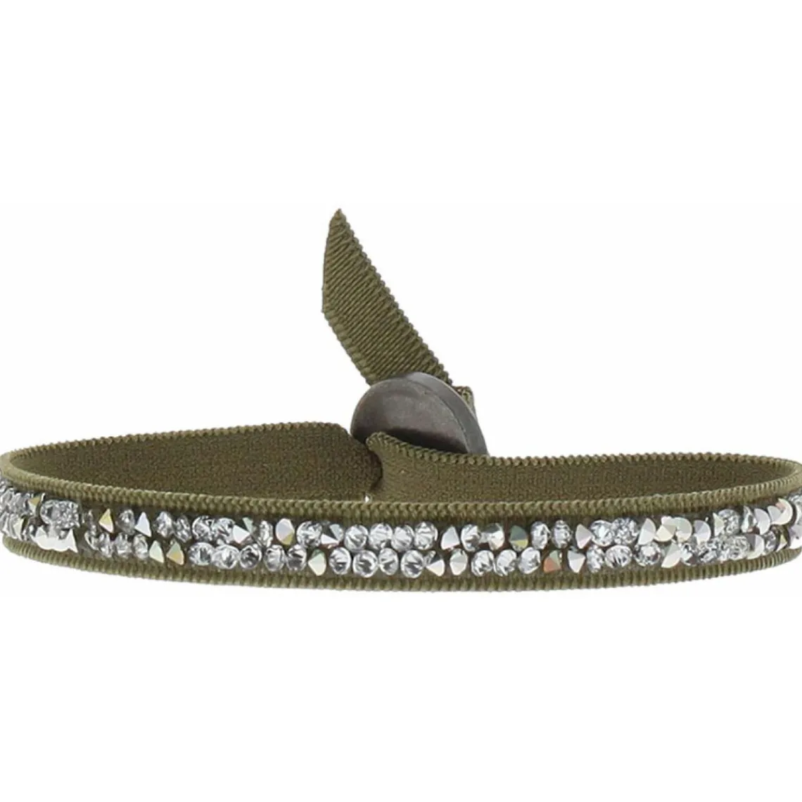Les Interchangeables Bracelet A24969 - Bracelet Tissu Vert Cristaux de haute qualité Femme | Femme Bracelet
