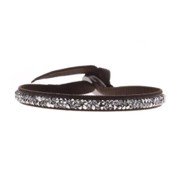 Les Interchangeables Bracelet A31668 - Bracelet Tissu Marron Cristaux de haute qualité Femme | Femme Bracelet