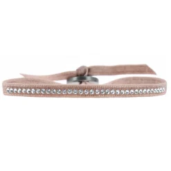 Les Interchangeables Bracelet A32157 - Bracelet Tissu Beige Cristaux de haute qualité Femme | Femme Bracelet