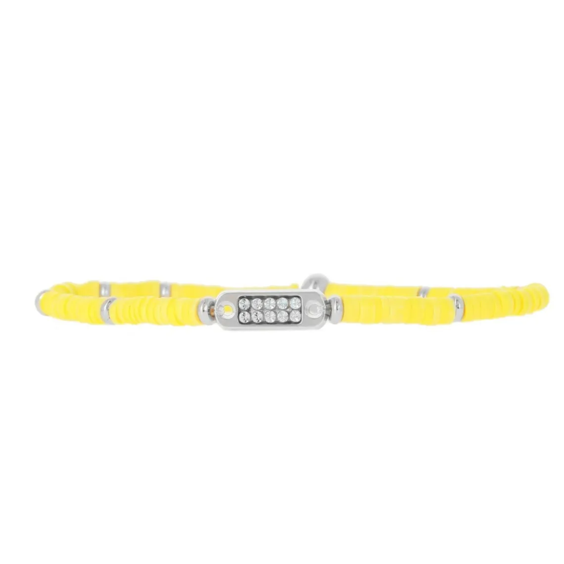 Les Interchangeables Bracelet A58650 - Mini Plaque 2 Rangs Perle Gomme Jaune Fluo Femme | Femme Bracelet