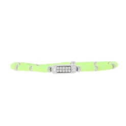 Les Interchangeables Bracelet A58658 - Mini Plaque 2 Rangs Perle Gomme Vert Fluo Femme | Femme Bracelet