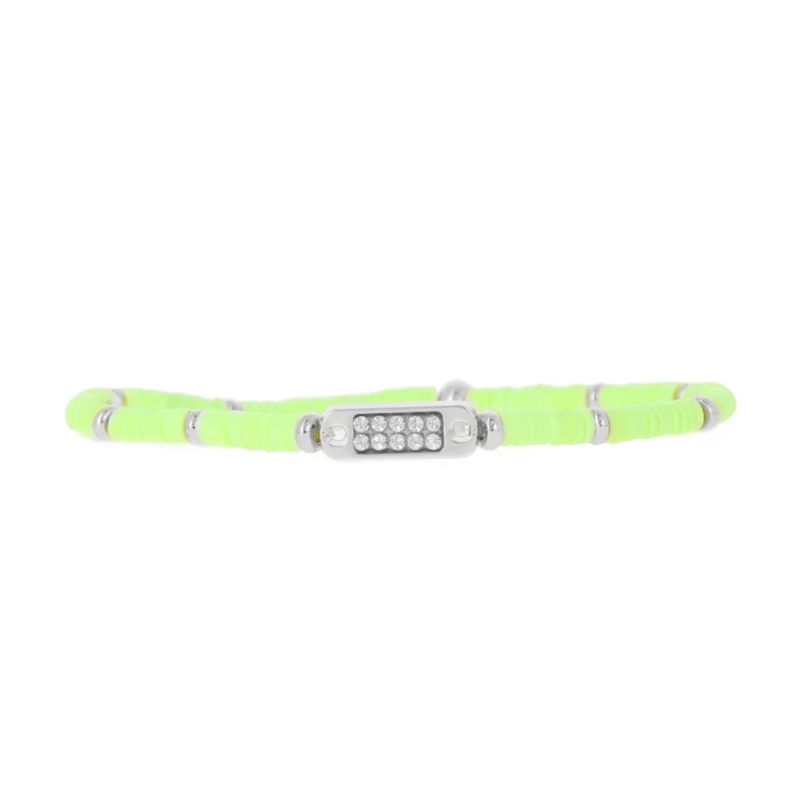 Les Interchangeables Bracelet A58658 - Mini Plaque 2 Rangs Perle Gomme Vert Fluo Femme | Femme Bracelet