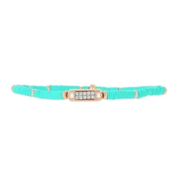 Les Interchangeables Bracelet A58641 - Mini Plaque 2 Rangs Perle Gomme Vert Femme | Femme Bracelet
