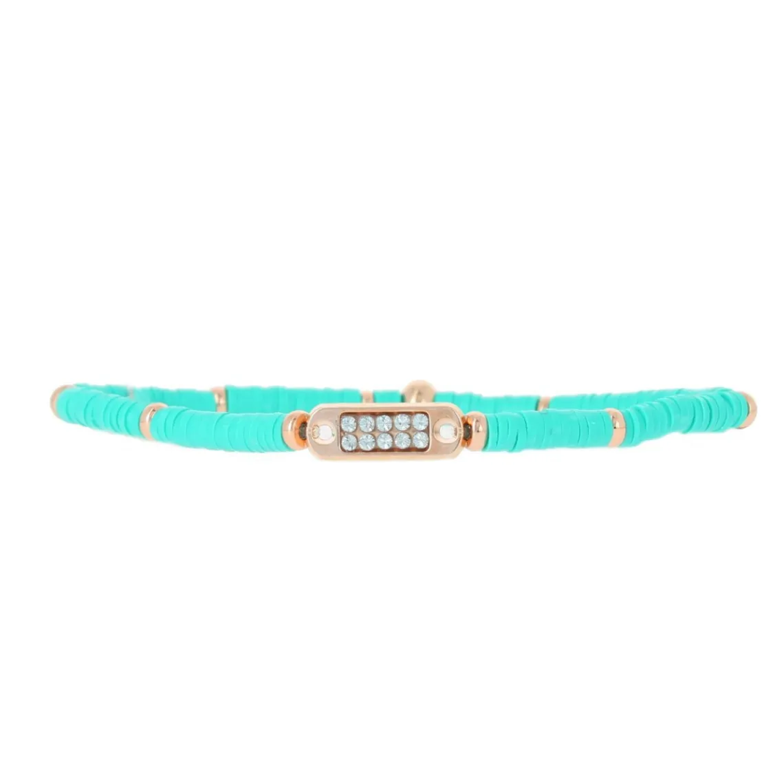 Les Interchangeables Bracelet A58641 - Mini Plaque 2 Rangs Perle Gomme Vert Femme | Femme Bracelet