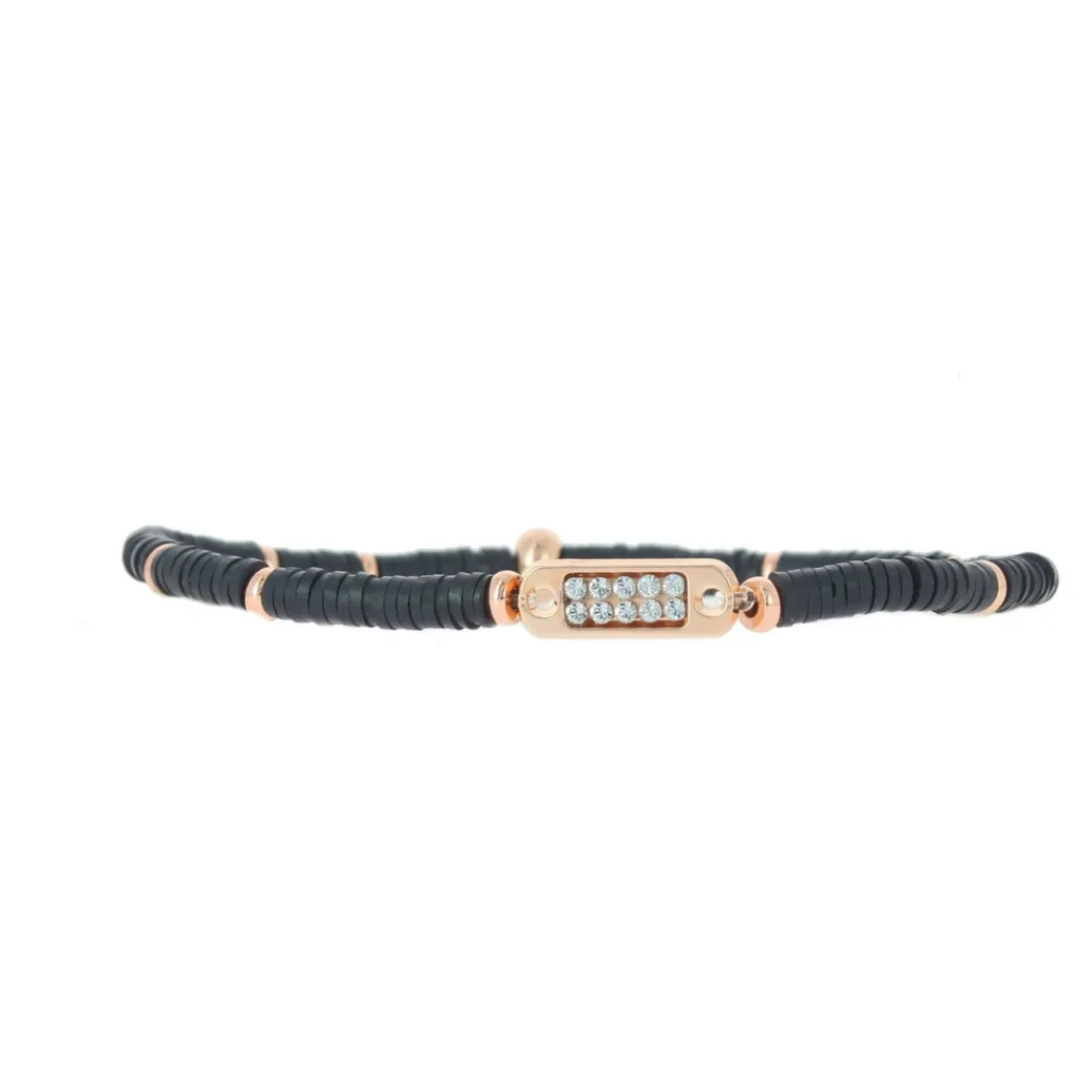 Les Interchangeables Bracelet A58636 - Mini Plaque 2 Rangs Perle Gomme Noir Femme | Femme Bracelet