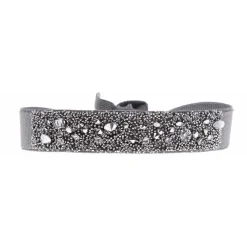 Les Interchangeables Bracelet A36480 - Bracelet Tissu Gris Cristaux de haute qualité Femme | Femme Bracelet