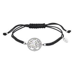 Lotus Silver Bracelet Tree Of Life LP1896-2-2 - Bracelet Argent Arbre De Vie Nylon Noir Femme | Femme Bracelet