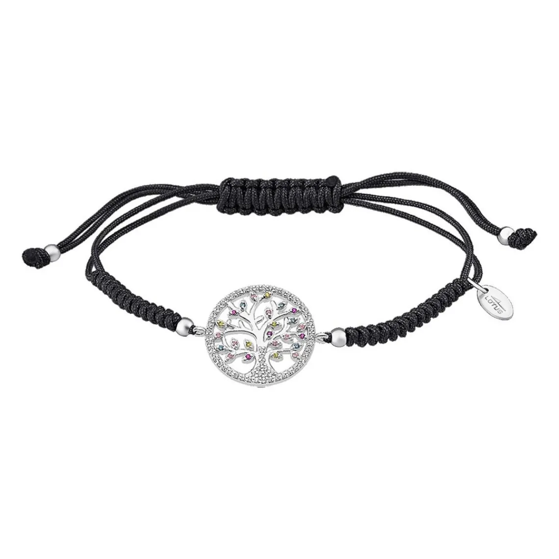 Lotus Silver Bracelet Tree Of Life LP1896-2-2 - Bracelet Argent Arbre De Vie Nylon Noir Femme | Femme Bracelet