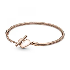 Pandora Bracelet Maille Serpent Barre en T Cœur Moments | Femme Bracelet