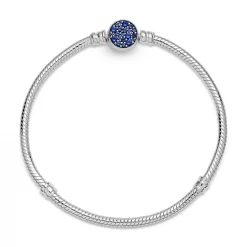 Pandora Bracelet Maille Serpent Fermoir Médaillon Bleu Bijoux | Femme Bracelet