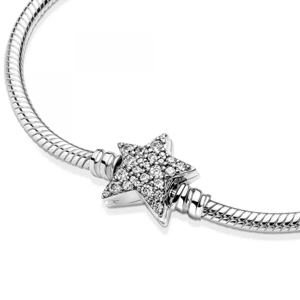 Pandora Bracelet Maille Serpent Fermoir Étoile Asymétrique Moments | Femme Bracelet