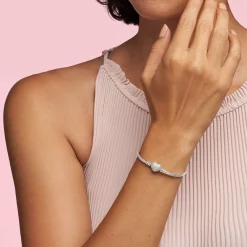 Pandora Bracelet Maille Serpent Fermoir Cœur Pavé Moments | Femme Bracelet