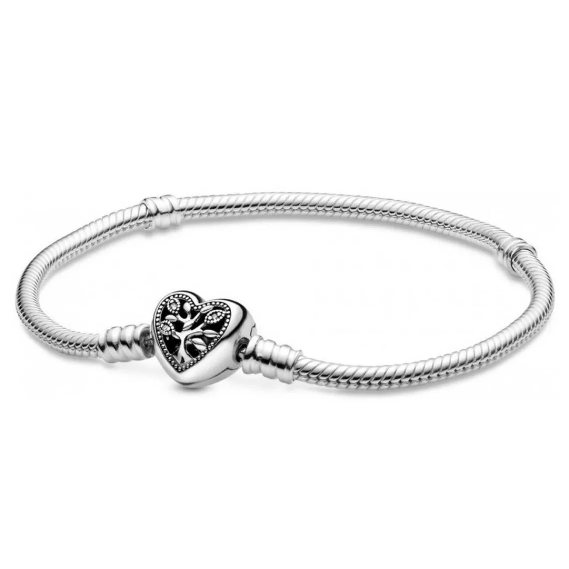 Pandora Bracelet Maille Serpent Fermoir Cœur Arbre de Vie Fête des mères | Femme Bracelet