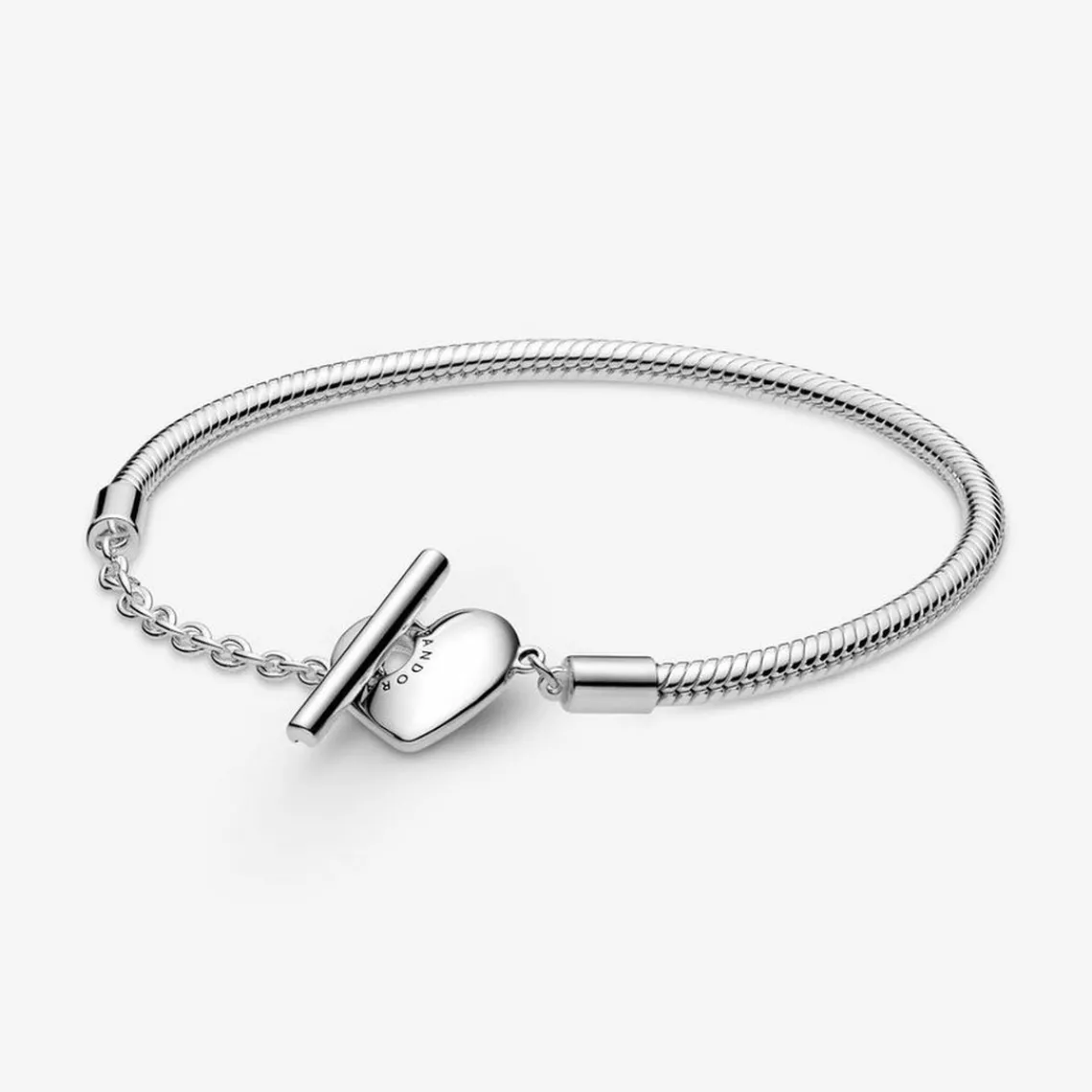 Pandora Bracelet Maille Serpent fermoir en T Cœur Moments | Femme Bracelet