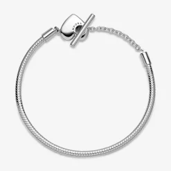 Pandora Bracelet Maille Serpent fermoir en T Cœur Moments | Femme Bracelet