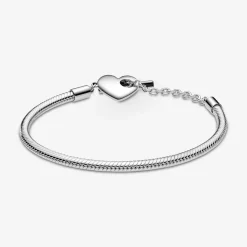 Pandora Bracelet Maille Serpent fermoir en T Cœur Moments | Femme Bracelet