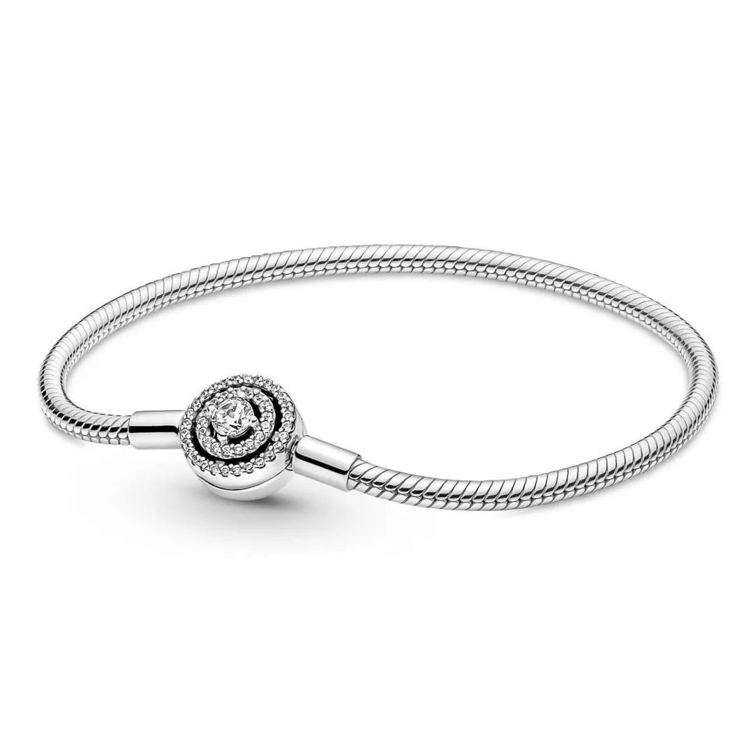 Pandora Bracelet Maille Serpent Halo de cristaux blanc Moments | Femme Bracelet