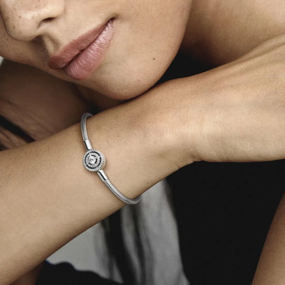 Pandora Bracelet Maille Serpent Halo de cristaux blanc Moments | Femme Bracelet