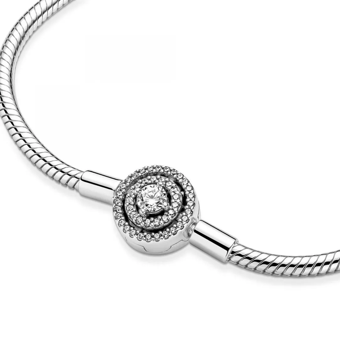 Pandora Bracelet Maille Serpent Halo de cristaux blanc Moments | Femme Bracelet
