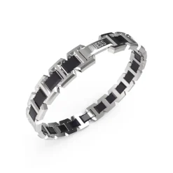 Guess Bijoux Bracelet Montecarlo Acier Rhodié Et Céramique 10 Mm | Homme Bracelet