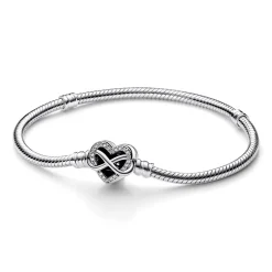 Pandora Bracelet Moments - Maille Serpent Fermoir Cœur de l’Infini Scintillant | Femme Bracelet