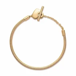 Pandora Bracelet Moments Maille Serpent Barre en T & Cœur | Femme Bracelet
