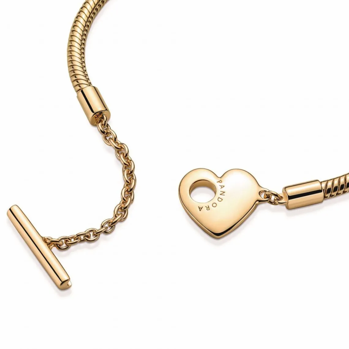 Pandora Bracelet Moments Maille Serpent Barre en T & Cœur | Femme Bracelet
