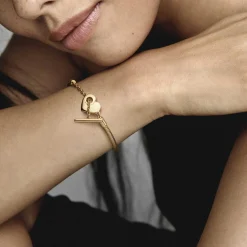 Pandora Bracelet Moments Maille Serpent Barre en T & Cœur | Femme Bracelet