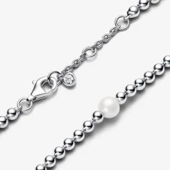 Pandora Bracelet Perle de Culture et Sphères argent sterling perlé avec perle et zircone | Femme Bracelet
