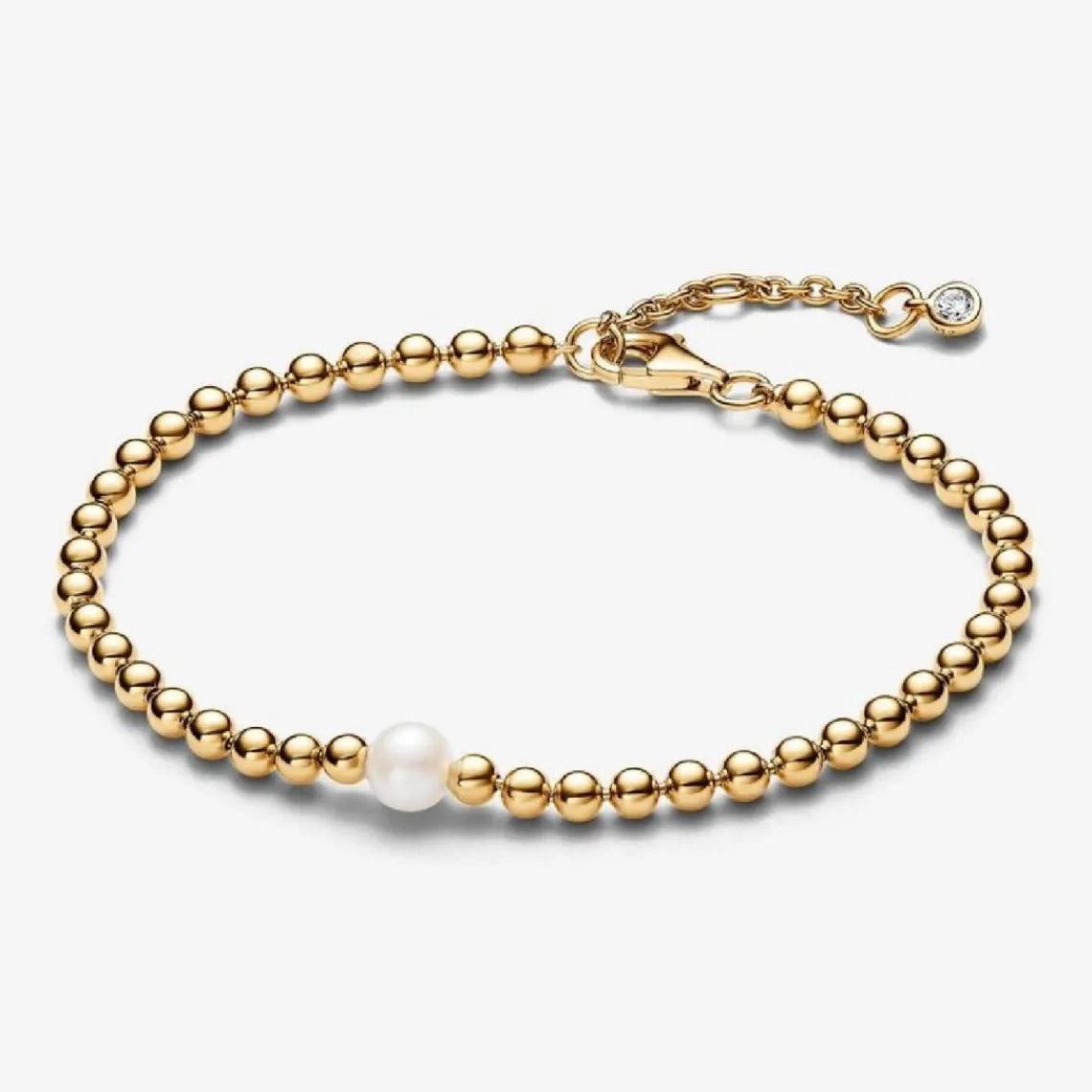 Pandora Bracelet Perle de Culture et Sphères doré à l'or fin femme avec perle et zircone | Femme Bracelet