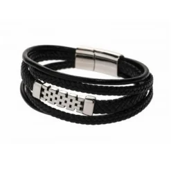 Redskins Bracelet Bijoux 285511 - Homme en Cuir et Acier - Plaque Tressée | Homme Bracelet