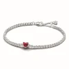 Pandora Bracelet Rivière Cœur Scintillant Rouge | Femme Bracelet