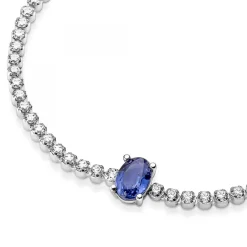 Pandora Bracelet Rivière Pavé avec cristal bleu oval centré Timeless - argent | Femme Bracelet