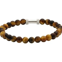 Rochet Bracelet B266003 - ZEN Perles Quartz Oeil de Tigre Acier Moleté Homme | Homme Bracelet