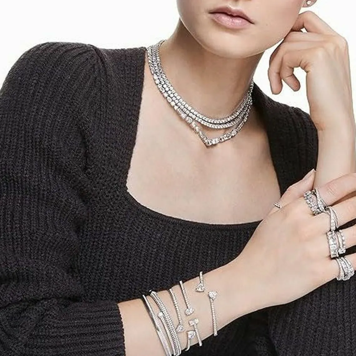 Swarovski Bijoux Bracelet Swarovski 5535354 - Bracelet-Jonc métal argenté cristaux Femme | Femme Bracelet
