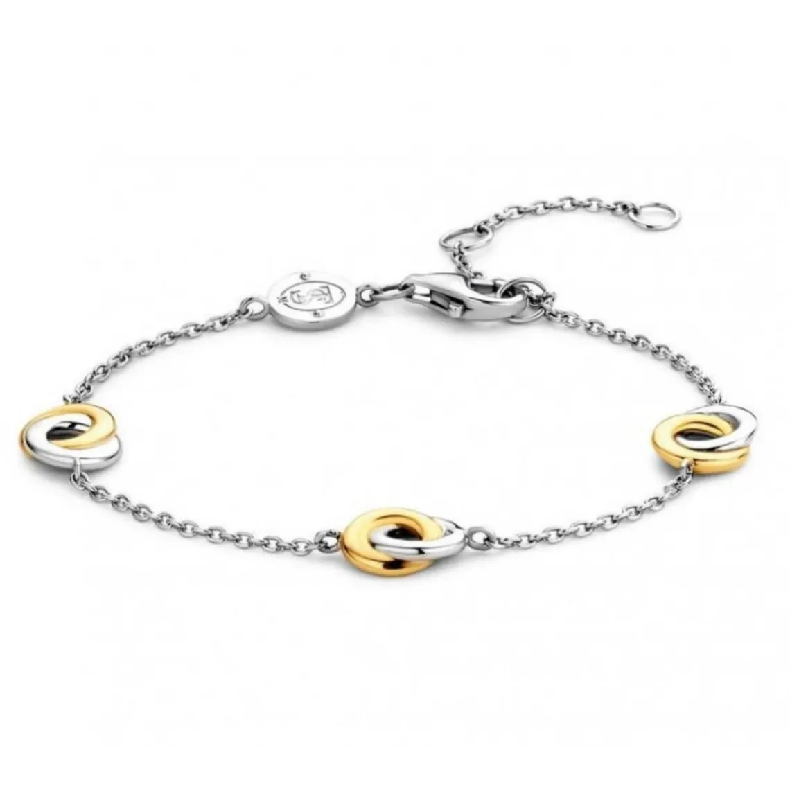 Ti Sento Bracelet 2925SY - argent et anneaux entrelacés bicolores Femme | Femme Bracelet