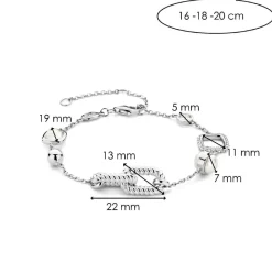 Ti Sento Bracelet - 23033ZI Argent Rhodié Et Maillons Torsadés | Femme Bracelet