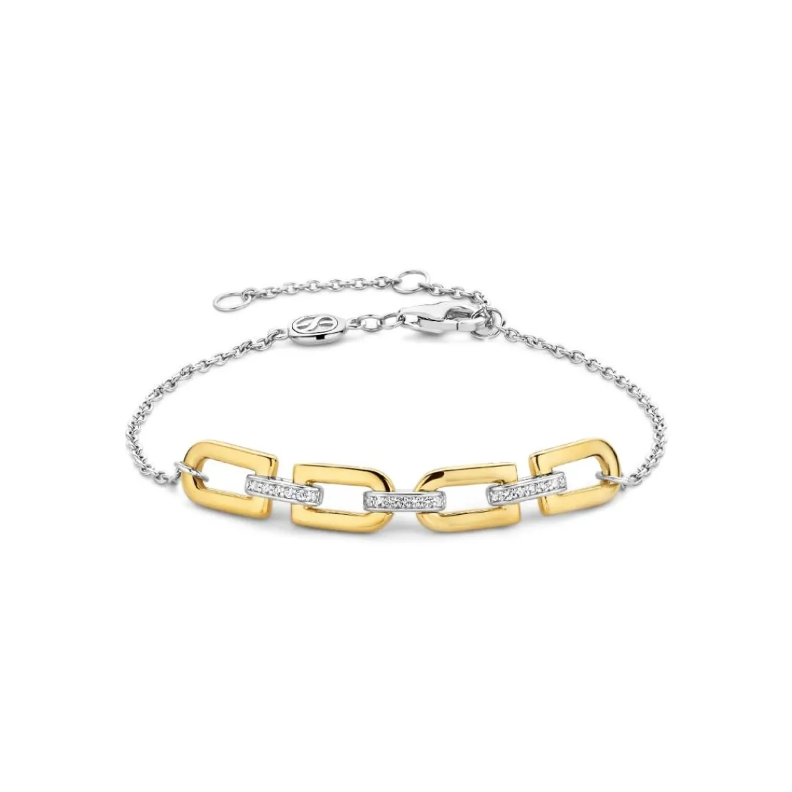 Ti Sento Bracelet - 23032ZY Argent Doré Liens Et Pavage | Femme Bracelet